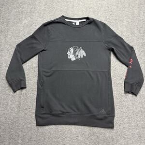 Adidas Chicago BlackHawks Sweatshirt Men's Size Medium Black NHL Zipper Pocket